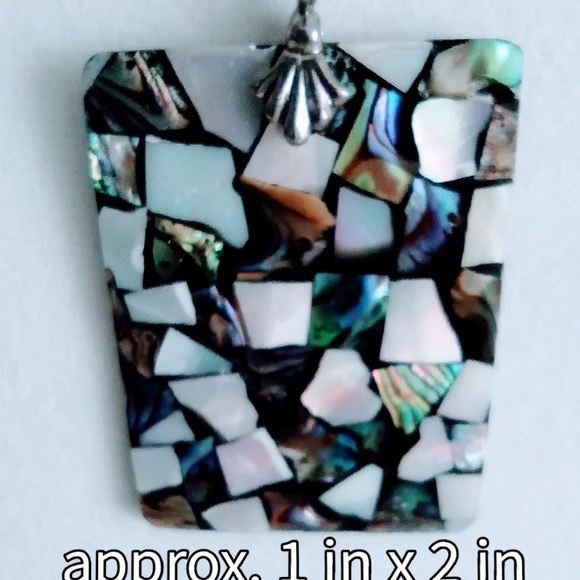 Double Strand Delicate Gun Metal Whisper Chain with Mother of Pearl Pendant - Picture 2 of 6